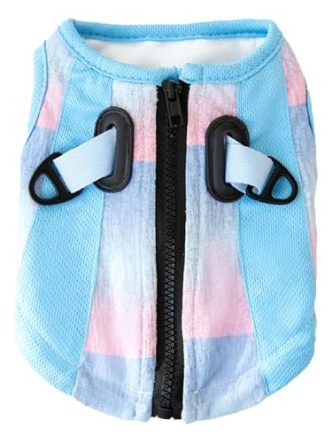TiaoBug Hunde Kühlweste mit Reißverschluss Atmungsaktives Sommer-Geschirr für Outdoor Camping & Training Blau XL von TiaoBug
