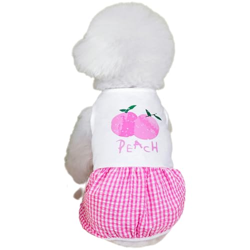 TiaoBug Hunde-Pyjamas für kleine Rassen 4-Bein-Atmungsaktiver Schlafanzug für Teddy Bichon Karo-Patchwork Welpen Outfit Rosa L von TiaoBug