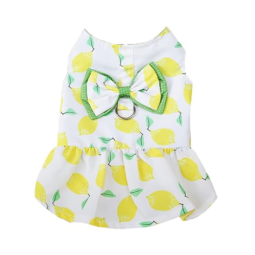 TiaoBug Hundekleid mit Leinenring Sommer Hundekleid für Kleine Hunde Chihuahua Hundekleidung mit Rock Schleife Gelb L TiaoBug Hundekleid mit Leinenring Sommer Hundekleid für Kleine Hunde Chihuahua Hundekleidung mit Rock Schleife Gelb L von TiaoBug