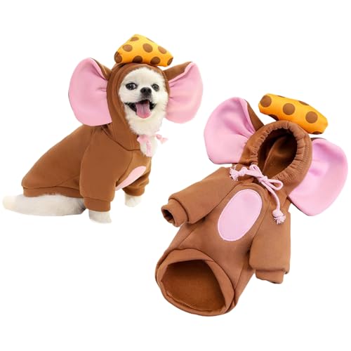 TiaoBug Hundemaus Kostüm Halloween Käse Muster Katzen Mantel Verkleidung für Hunde Katzen Süße Karneval Geburtstag Party Haube für Kleine Hunde Braun S TiaoBug Hundemaus Kostüm Halloween Käse Muster Katzen Mantel Verkleidung für Hunde Katzen Süße Karneval Geburtstag Party Haube für Kleine Hunde Braun S von TiaoBug
