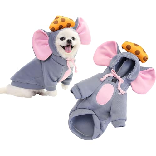 TiaoBug Hundemaus Kostüm Halloween Käse Muster Katzen Mantel Verkleidung für Hunde Katzen Süße Karneval Geburtstag Party Haube für Kleine Hunde Grau M TiaoBug Hundemaus Kostüm Halloween Käse Muster Katzen Mantel Verkleidung für Hunde Katzen Süße Karneval Geburtstag Party Haube für Kleine Hunde Grau M von TiaoBug