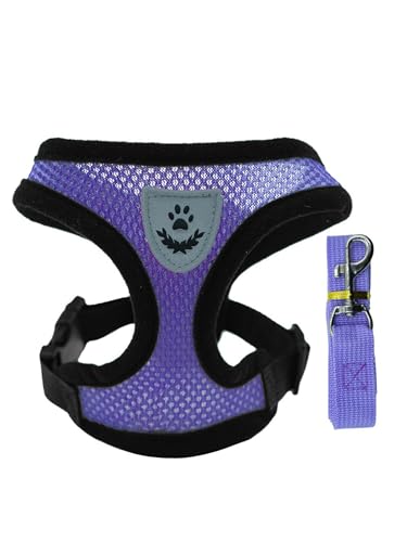 TiaoBug Reflektierende Haustiergurt und Leine Set Verstellbar für Katzen Kleine Hunde Escape-Proof Katzengeschirr Violett L TiaoBug Reflektierende Haustiergurt und Leine Set Verstellbar für Katzen Kleine Hunde Escape-Proof Katzengeschirr Violett L von TiaoBug