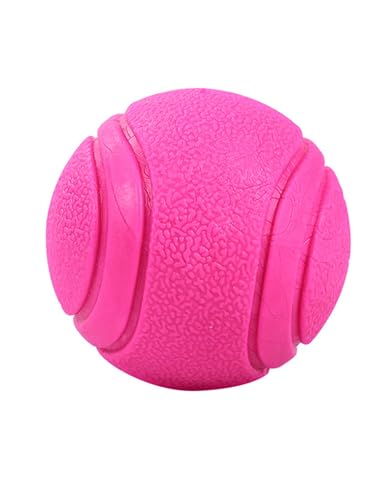 TiaoBug Robuster Gummiball für Hunde Unzerstörbarer Kausicher Tennisball für Starke Kauer Spielzeug für Aggressive Hunde Rosa S von TiaoBug