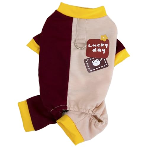 TiaoBug Sommer Pyjamas für Kleine Hunde 4-Bein-Welpenstrampler aus Atmungsaktivem Leichter Schlafanzug für Haustiere Burgundy XS von TiaoBug