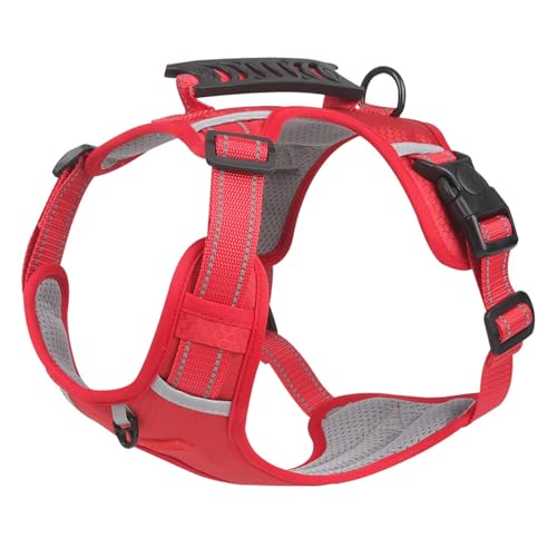 TiaoBug Zugentlastendes Hundegeschirr mit Reflektorstreifen Verstellbares Frontclip-Geschirr für große Hunde Rot XL TiaoBug Zugentlastendes Hundegeschirr mit Reflektorstreifen Verstellbares Frontclip-Geschirr für große Hunde Rot XL von TiaoBug