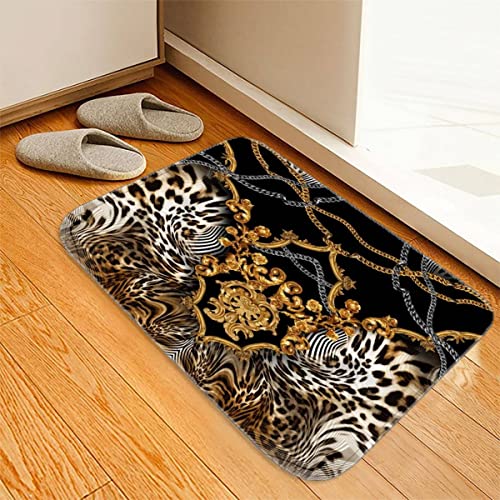 TiaoTian Fußmatte 50x80 Fussmatte Hereinspaziert Schmutzfangmatte waschbar rutschfest Fußabtreter Flanell den Aussenbereich Haustür Innenbereich Türmatte Schwarz Gold Geometrisch von TiaoTian