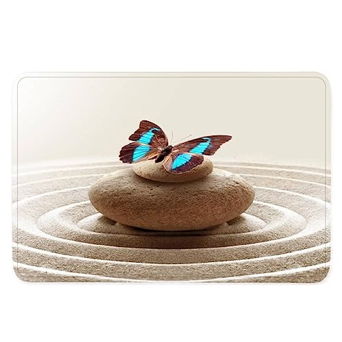 Fußmatte 60x90 Schmetterling Waschbar Fussmatte innen rutschfeste Schmutzfangmatte Türmatte Eingang Teppich 3D Druck Design Zen Tiere Kawaii Flanell fußmatte für Haustür Innen von TiaoTian