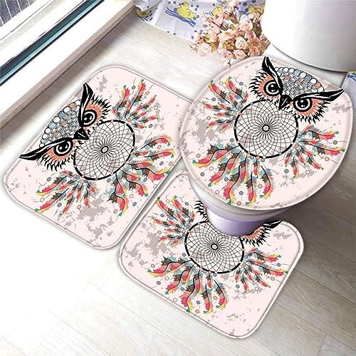 TiaoTian Badematten Set 3 teilig 50x80 Traumfänger Badezimmerteppich Set 3D WC Vorleger Set rutschfeste Badematte Maschinenwaschbar Boho Feder Boho Badteppich Set für Badezimmer badvorleger TiaoTian Badematten Set 3 teilig 50x80 Traumfänger Badezimmerteppich Set 3D WC Vorleger Set rutschfeste Badematte Maschinenwaschbar Boho Feder Boho Badteppich Set für Badezimmer badvorleger von TiaoTian