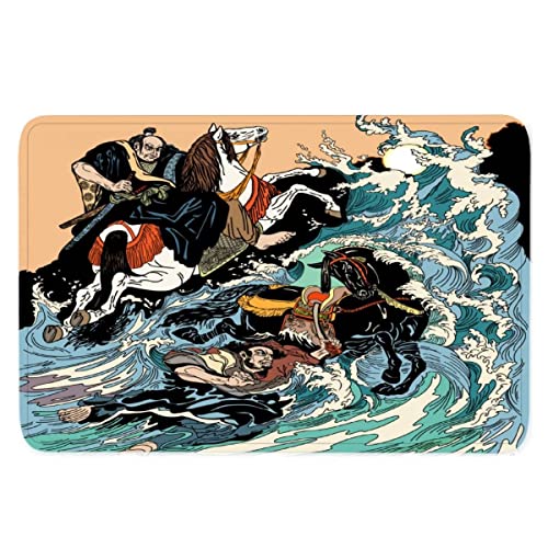 TiaoTian Fußmatte 80x120 Manga Fussmatte rutschfeste Waschbar für außen/innen saugstarke Personalisierte 3D Fußmatte Langlebig Flanell Samurai-Karikatur Wasserabsorbierend Fussmatten von TiaoTian