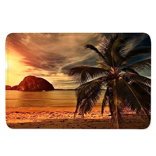 TiaoTian Fußmatte 80x120 Strand Fussmatte rutschfeste Waschbar für außen/innen saugstarke Personalisierte 3D Fußmatte Langlebig Flanell Meer Landschaft Sonnenuntergang Wasserabsorbierend Fussmatten von TiaoTian