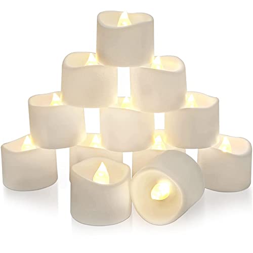 Tiardey 12pcs LED-Teelicht-Kunststoffkerzen-Licht,hell flackernde Teelichter für Saison- und Festivalfeiern - warmes Wei von Tiardey