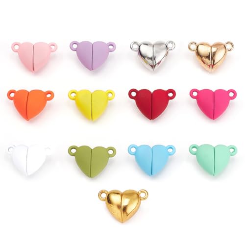 Tiardey 13 Paar Magnetverschlüsse in Herzform, Farbiger Magnetverschluss, Armbandschmuck, Magnet-Herzanhänger, magnetischer Abreißverschluss für selbstgemachte Armbänder und Halsketten Tiardey 13 Paar Magnetverschlüsse in Herzform, Farbiger Magnetverschluss, Armbandschmuck, Magnet-Herzanhänger, magnetischer Abreißverschluss für selbstgemachte Armbänder und Halsketten von Tiardey