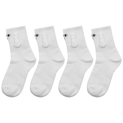 Tiardey 2 Paar weiße Socken mit magnetischen Armen, generische magnetische Socken mit Händen, geeignet für Männer und Frauen, Hand-in-Hand-Socken-Magnet für Paare, beste Freunde von Tiardey