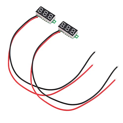 Tiardey 2 Stück Spannungsprüfer, 2,5 V-30 V Mini-Digital-DC-Voltmeter mit 0,28-Zoll-LED-Anzeige – Grün von Tiardey