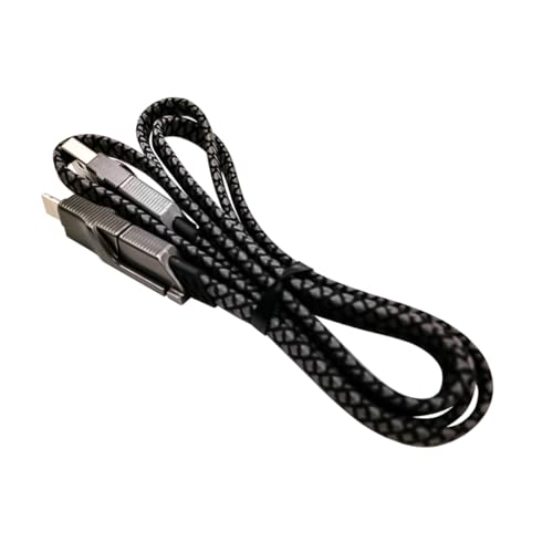 Tiardey 4-in-1-Ladekabel, 100 W, schnelles Laden, flaches geflochtenes Kabel mit/Typ-C/USB-A-Anschlüssen (1 m/Dunkelgrau) von Tiardey