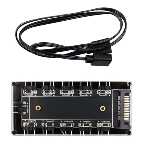 Tiardey 5V 3pin RGB 10 Hub Splitter mit 50cm 3pin Verlängerungskabel RGB Lüfterverlängerung Hub Controller Gaming PC Desktop von Tiardey