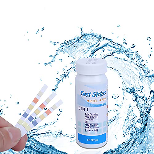 Tiardey 6 in 1 Pool-Teststreifen für Wasserchemische Prüfung,50 Streifen Wasser Tesing Kit für Pool/Spa/Whirlpool,Accurate Gesamth?RTE,freies Chlor,Gesamtchlor,pH-Wert und Alkalit?t von Tiardey