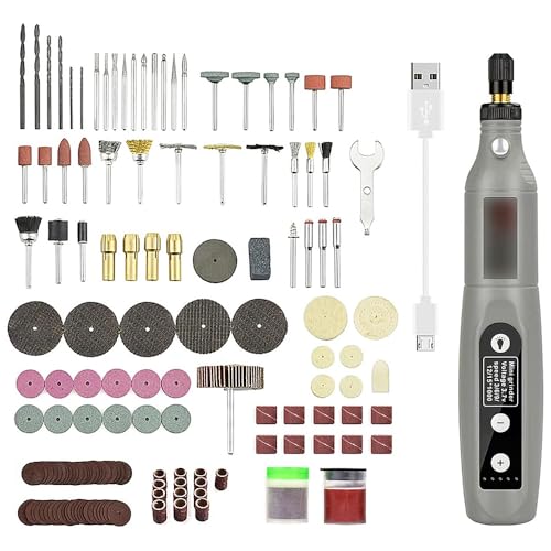 Tiardey Akku-Rotationswerkzeug mit 24 Zubehörteilen – 3,7 V, 5 Geschwindigkeiten, 3600–15.000 U/min, Mini-Elektroschleifer, wiederaufladbar über USB von Tiardey