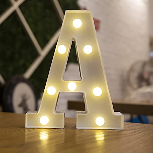 Tiardey Brief Lichter LED Symbol Form, Alphabet Kunststoff Festzelt Tischlampen, Leuchten Wörter, Geburtstag Hochzeit Party Everyday Home Wandbehang Dekor-A von Tiardey