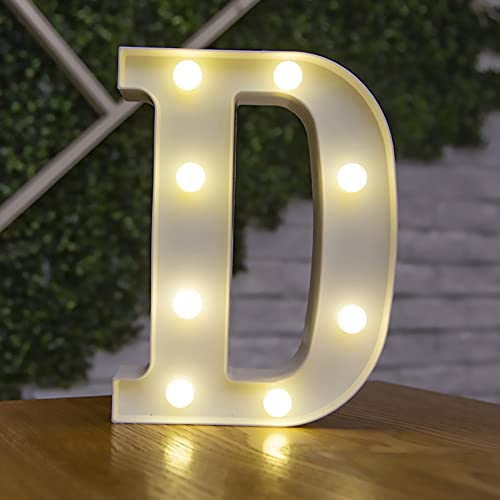 Tiardey Brief Lichter LED Symbol Form, Alphabet Kunststoff Festzelt Tischlampen, Leuchten Wörter, Geburtstag Hochzeit Party Everyday Home Wandbehang Dekor-D von Tiardey