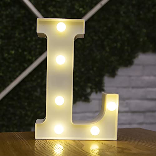 Tiardey Brief Lichter LED Symbol Form, Alphabet Kunststoff Festzelt Tischlampen, Leuchten Wörter, Geburtstag Hochzeit Party Everyday Home Wandbehang Dekor-L von Tiardey