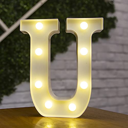 Tiardey Brief Lichter LED Symbol Form, Alphabet Kunststoff Festzelt Tischlampen, Leuchten Wörter, Geburtstag Hochzeit Party Everyday Home Wandbehang Dekor-U von Tiardey