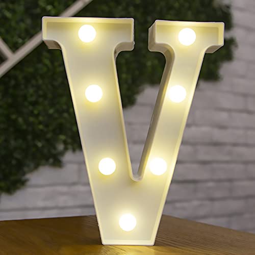 Tiardey Brief Lichter LED Symbol Form, Alphabet Kunststoff Festzelt Tischlampen, Leuchten Wörter, Geburtstag Hochzeit Party Everyday Home Wandbehang Dekor-V von Tiardey