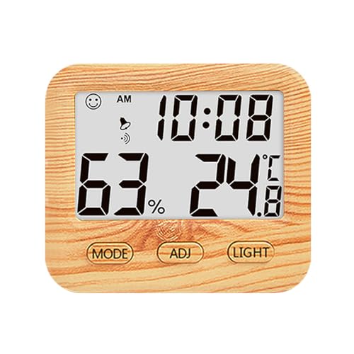 Tiardey Digitales Hygrometer, Temperatur- und Luftfeuchtigkeitsmesser mit Schreibtischuhren, Hintergrundbeleuchtung, genaue Zeitanzeige, Raumthermometer für Schlafzimmer, Büro von Tiardey