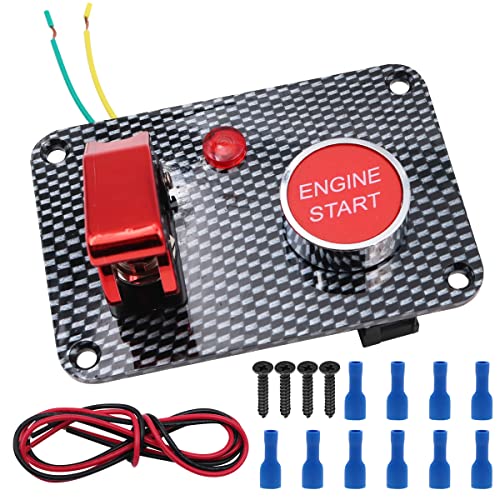 Tiardey Kohlefaser Rennwagen 12 V Zündschalter Panel Motor Start Druckknopf Rote LED Toggle - Rot Tiardey Kohlefaser Rennwagen 12 V Zündschalter Panel Motor Start Druckknopf Rote LED Toggle - Rot von Tiardey