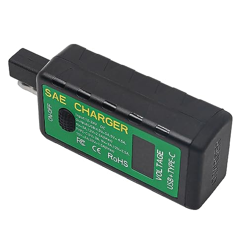 Tiardey Motorrad-USB-Ladeger?t, SAE-auf-USB-Adapter Typ C mit Voltmeter und EIN/Aus-Schalter, wasserdicht für Smartphone, Tablet, GPS von Tiardey