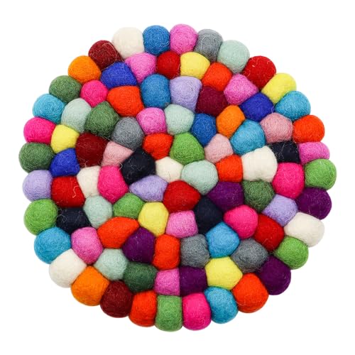 Tiardey Nepal-Stil, bunter runder Untersetzer aus Wolle, hitzebeständig, matt, für Töpfe und Pfannen, verhindert Verbrennungen in der Küche (20 cm) von Tiardey