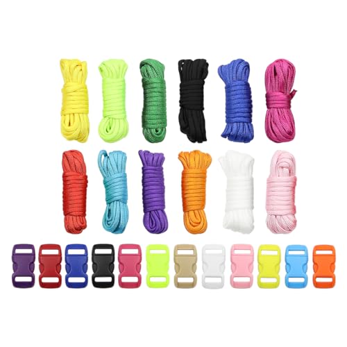 Tiardey Paracord-Set, Bastelset, Paracord-Seil, multifunktional, inklusive Seilschnalle und Nähnadeln, für Outdoor-Sportarten, Herstellung von DIY-Armbändern (12-Farben-Set) von Tiardey