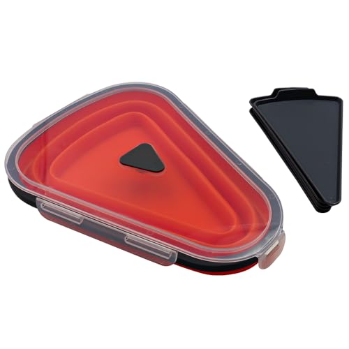 Tiardey Zusammenklappbarer Pizza-Aufbewahrungsbehälter, wiederverwendbarer Pizzastückbehälter mit Deckel, faltbare Silikon-Pizzabox mit 5 Mikrowellenschalen (Orange) von Tiardey