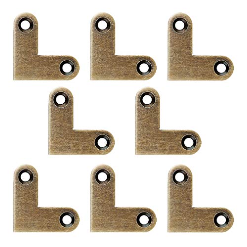 Tiazza 8 Stücke Antike L Form Messing Flache Eckwinkel Joint Flache Eckwinkel Platte Unterstützung Schublade Feste Ecke Code (Antike Bronze) von Tiazza