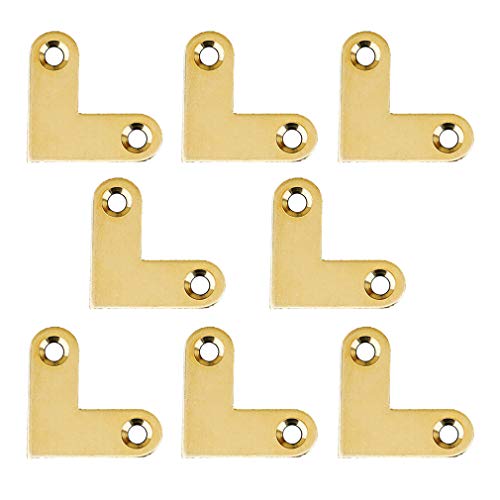 Tiazza 8 Stücke Antike L Form Messing Flache Eckwinkel Joint Flache Eckwinkel Platte Unterstützung Schublade Feste Ecke Code (Messing) von Tiazza