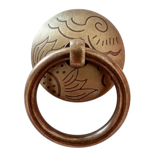 Tiazza Massiver Antik Messing Ring Ziehgriff Küchenschränke Kleiderschrank Schublade Vintage Möbel Hardware Vintage Stil Zugring (4, Antik Bronze) von Tiazza