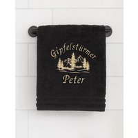 Personalisiertes Handtuch Mit Name - Motiv Gipfelstürmer Berge Und Wald Bestickt, Geschenk Für Männer, Naturfreunde & Bergliebhaber Geburt von TibasZaubernadel