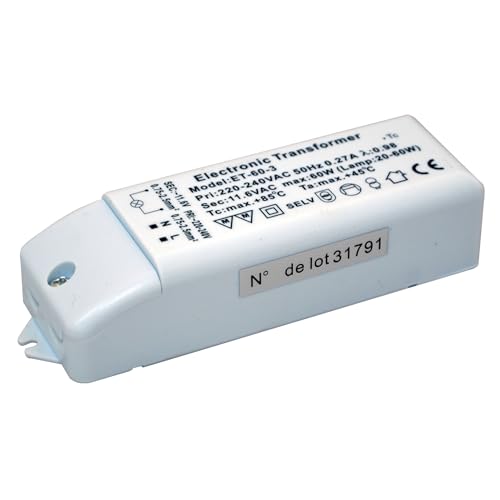 Tibelec 203230 Elektronischer Transformator, für Halogenlampen, 12 V, 60 W maximal von Tibelec