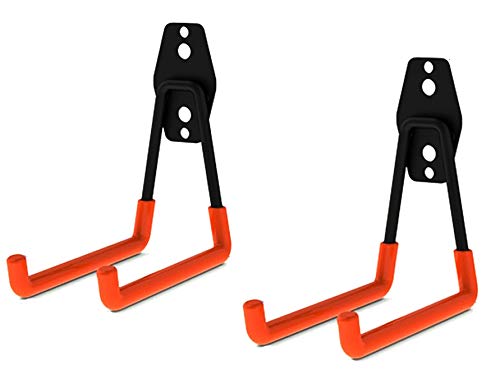 Garage Storage Utility Haken, Tiberham Heavy Duty Garage Hanger Doppelhaken Wandhaken mit Anti Rutsch Beschichtung, Wandmontage Gerätehaken Werkzeughalter für Leitern & Werkzeuge (2 Stück) von Tiberham