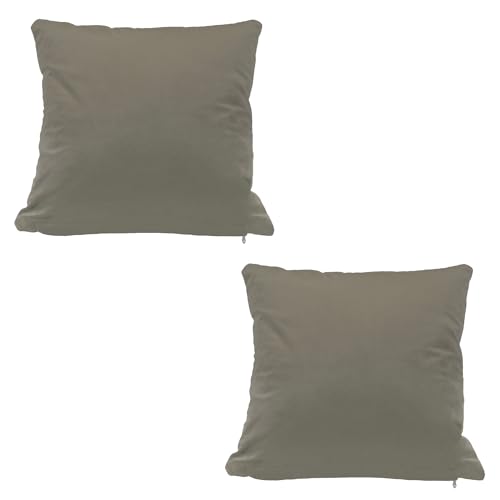 TiborTex Kissenbezug 2er Set 50 x 50 cmTaupe Samt weich Kissenhülle Sofakissen Dekokissen Reißverschluss von TiborTex