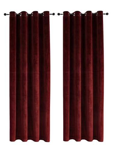 TiborTex Samt Vorhäng 2er Set Bordeaux Ösen 140x175 cm Verdunkelungsvorhang samtweich Blickdicht Gardine abdunkelnd Wohnzimmer Schlafzimmer TiborTex Samt Vorhäng 2er Set Bordeaux Ösen 140x175 cm Verdunkelungsvorhang samtweich Blickdicht Gardine abdunkelnd Wohnzimmer Schlafzimmer von TiborTex