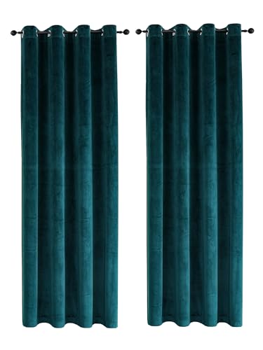 TiborTex Samt Vorhäng 2er Set Petrol Ösen 140x175 cm Verdunkelungsvorhang samtweich Blickdicht Gardine abdunkelnd Wohnzimmer Schlafzimmer TiborTex Samt Vorhäng 2er Set Petrol Ösen 140x175 cm Verdunkelungsvorhang samtweich Blickdicht Gardine abdunkelnd Wohnzimmer Schlafzimmer von TiborTex