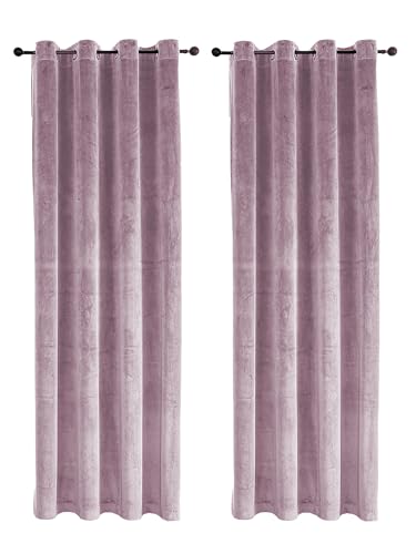 TiborTex Samt Vorhang 2er Set Altrosa Ösen 140x145 cm Verdunkelung Samt weich Blickdicht Gardine Schlafzimmer Wohnzimmer abdunkelnd Ösenvorhang von TiborTex