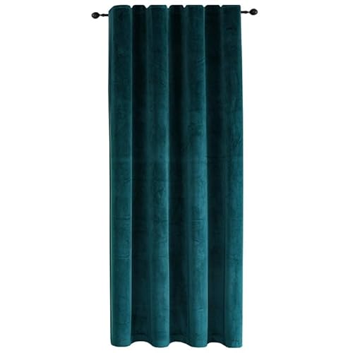 TiborTex Verdunkelungsvorhang Samt weich 140x145 cm Petrol Vorhang Kräuselband Blickdicht Gardine abdunkelnd U-Band von TiborTex