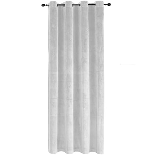 TiborTex Verdunkelungsvorhang Samt weich 140x145 cm Weiß Ösen Vorhang Blickdicht abdunkelnd Gardine Ösenaufhängung von TiborTex