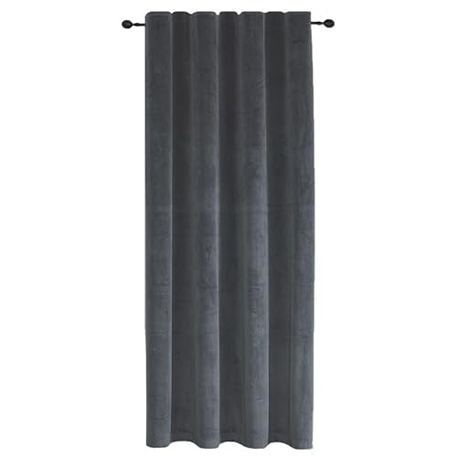 TiborTex Verdunkelungsvorhang Samt weich 140x245 cm Anthrazit Vorhang Kräuselband Blickdicht Gardine abdunkelnd U-Band von TiborTex