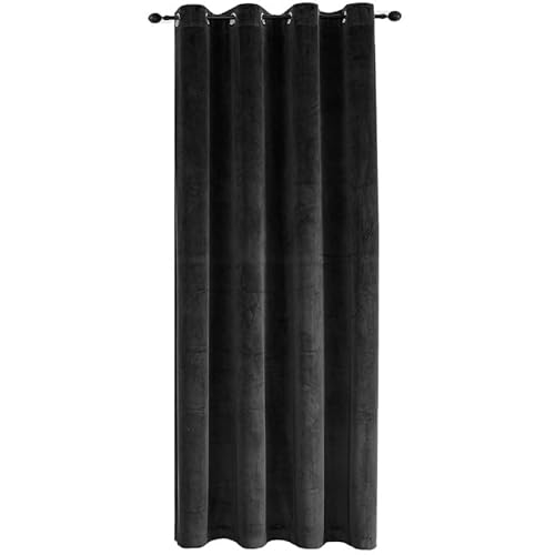 TiborTex Verdunkelungsvorhang Samt weich 140x245 cm Schwarz Ösen Vorhang Blickdicht abdunkelnd Gardine Ösenaufhängung von TiborTex