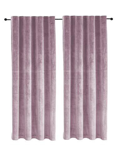 TiborTex Vorhang 2er Set Kräuselband Verdunkelung 300x245 cm Samt weich Blickdicht Gardine Wohnzimmer Schlafzimmer (Altrosa) von TiborTex