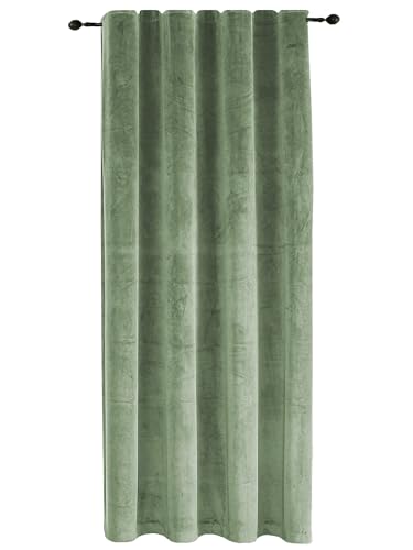 TiborTex Vorhang Kräuselband Lindgrün 140x175 cm Verdunkelung Samt weich Blickdicht Gardine Universalband Schlafzimmer Wohnzimmer Thermovorhang von TiborTex