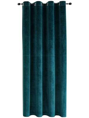 TiborTex Vorhang Ösen 140x175 cm Petrol Verdunkelung Samt weich Blickdicht Gardine abdunkelnd Thermogardine Wohnzimmer Schlafzimmer von TiborTex